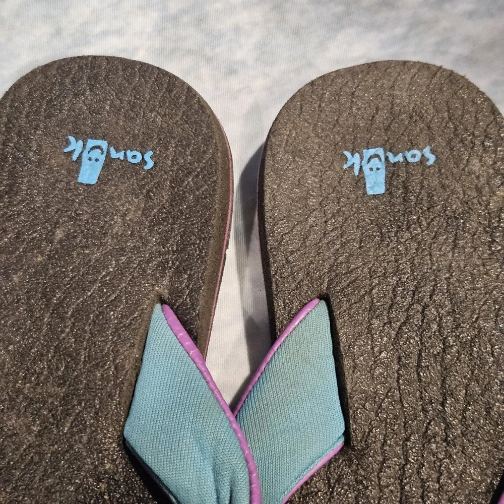 Sanuk Big Girls Purple‎ Yoga Mat Flip Flops Size 3-4